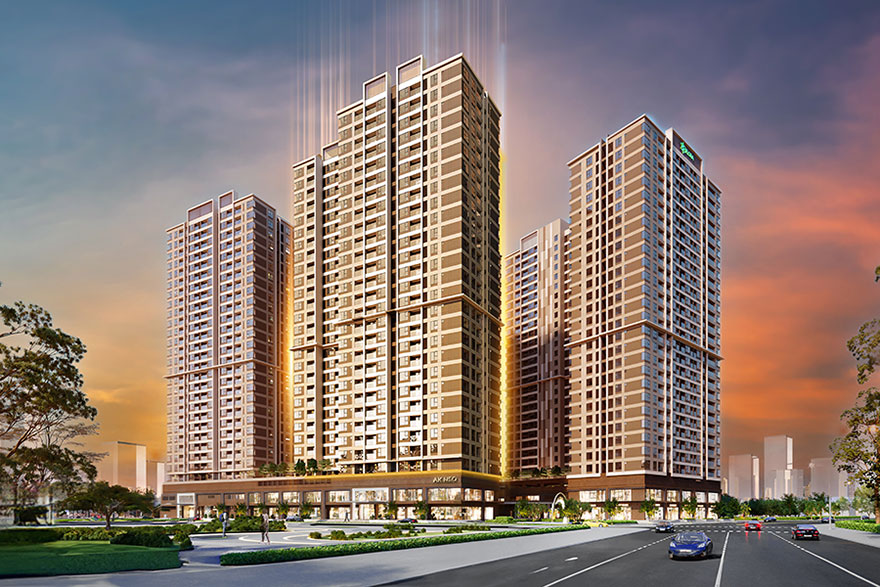 phối cảnh tháp ak neo dự án akari city