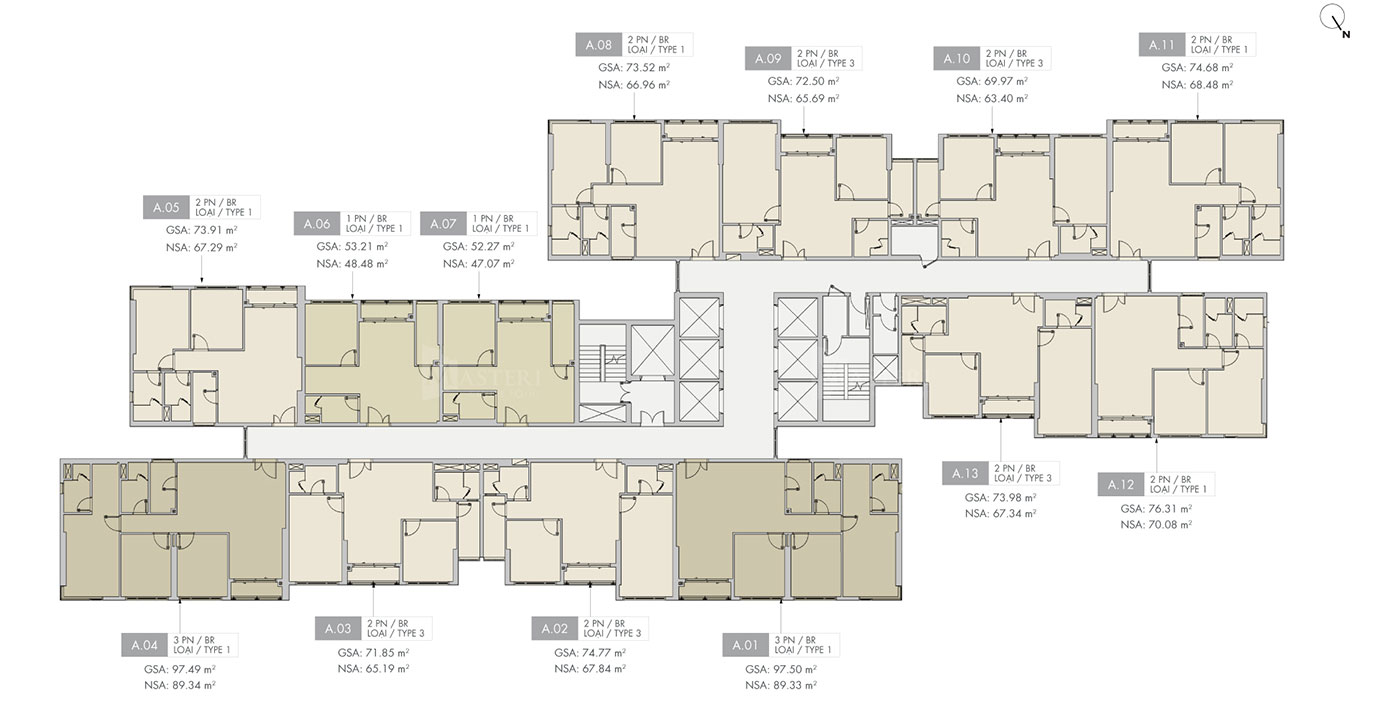 mặt bằng lầu 15-18 tòa A Masteri Centre Point
