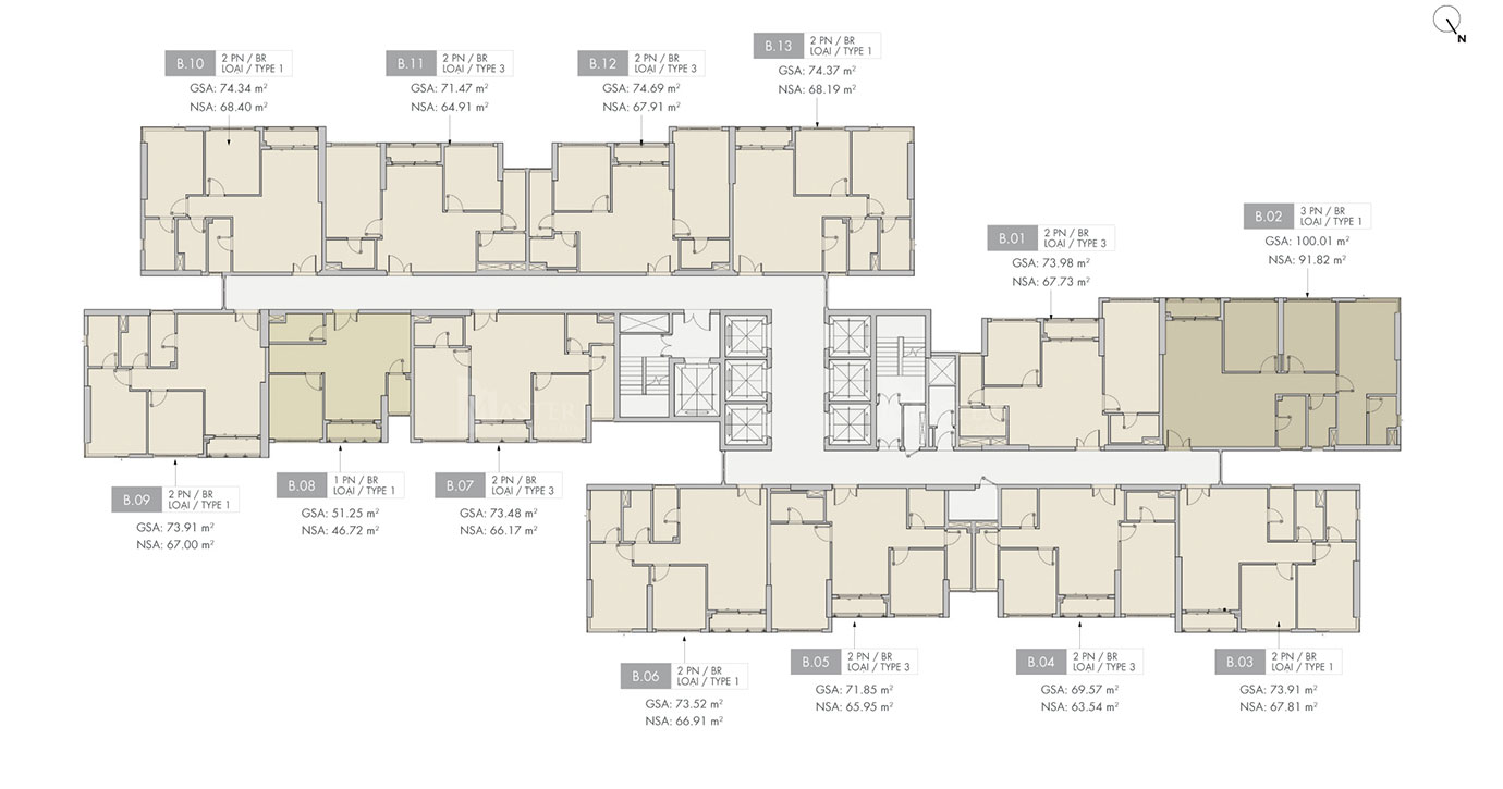 mặt bằng lầu 15-18 tòa B Masteri Centre Point