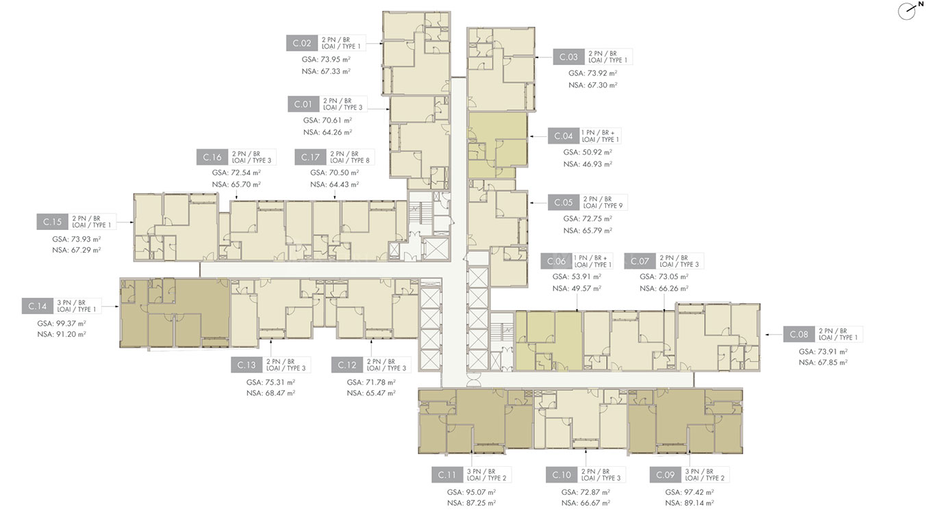 mặt bằng lầu 15-18 tòa C Masteri Centre Point