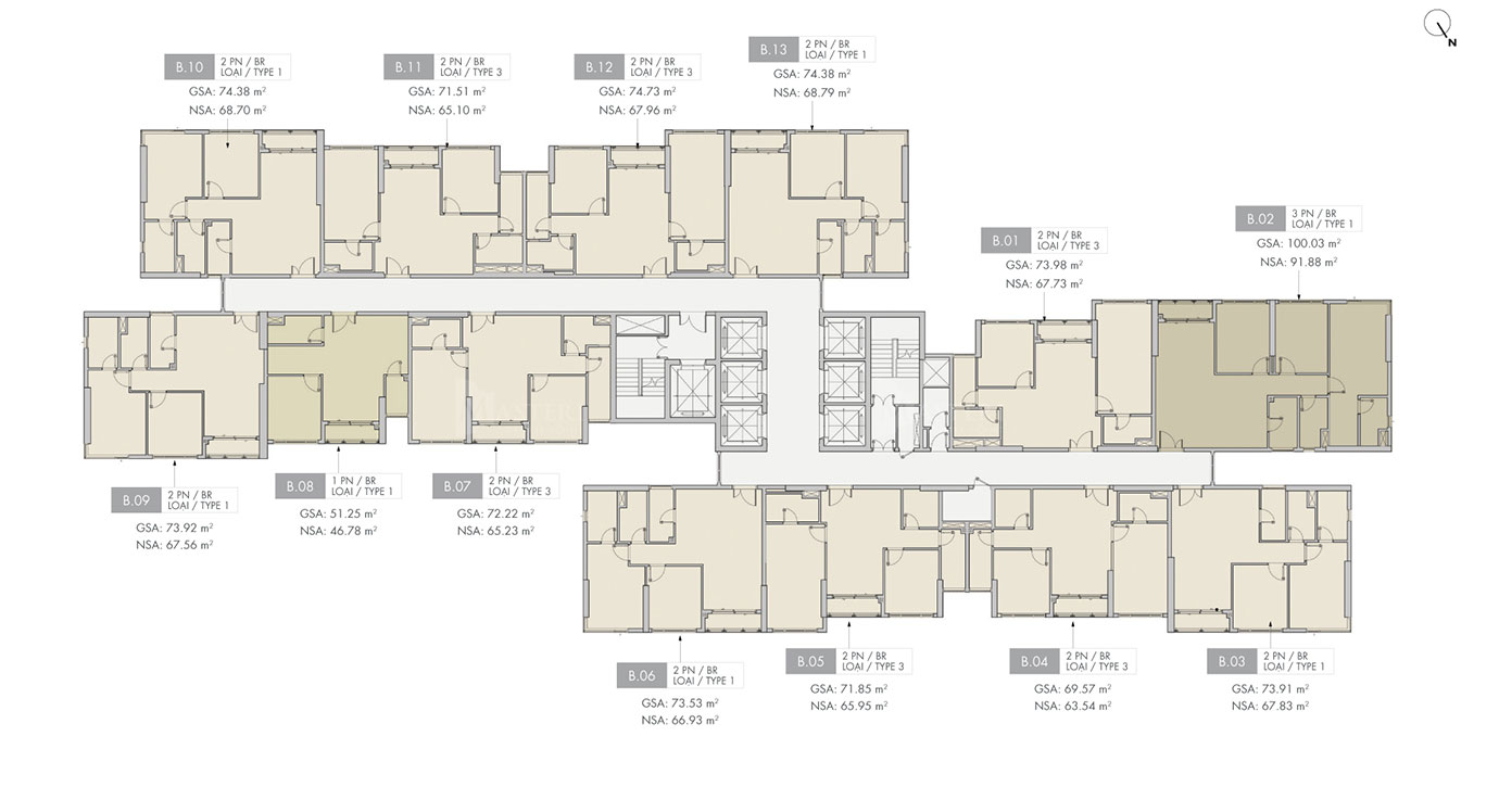 mặt bằng lầu 20-21 tòa B Masteri Centre Point