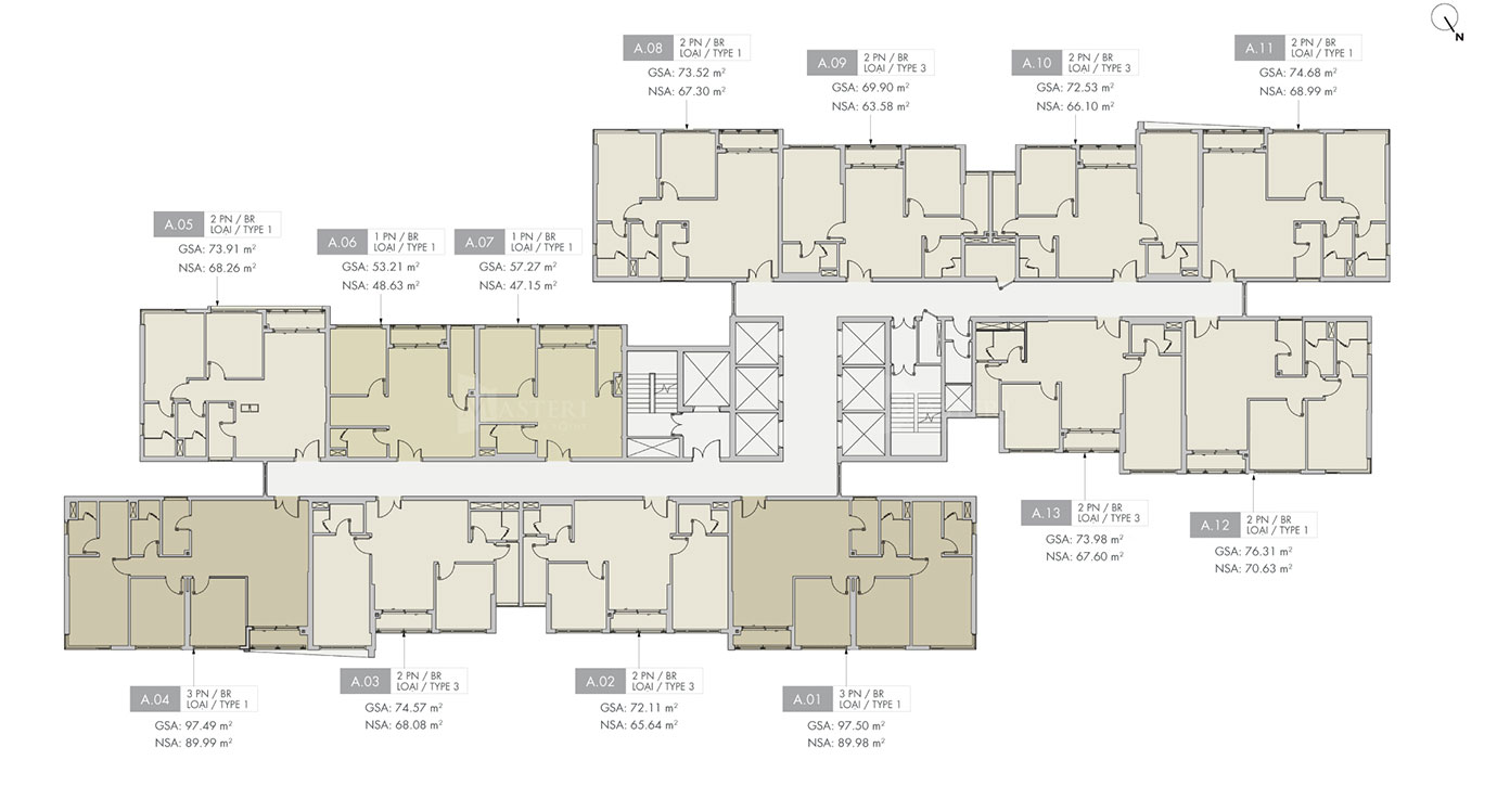mặt bằng lầu 22-30 tòa A Masteri Centre Point
