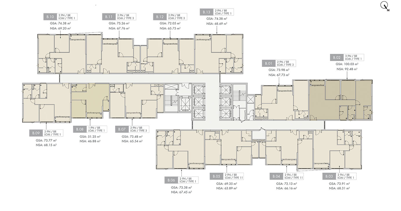 mặt bằng lầu 22-30 tòa B Masteri Centre Point