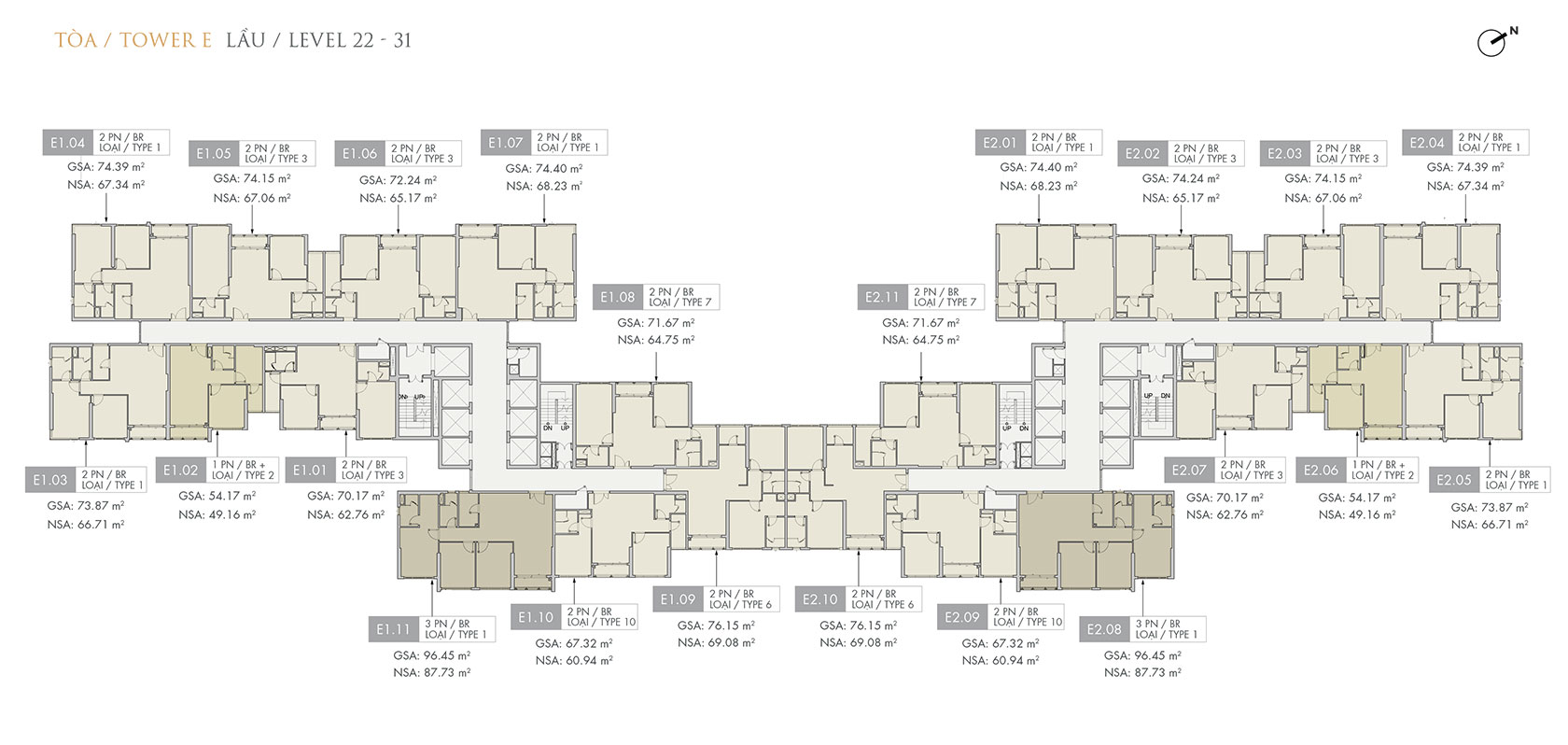mặt bằng lầu 22-31 tòa E Masteri Centre Point