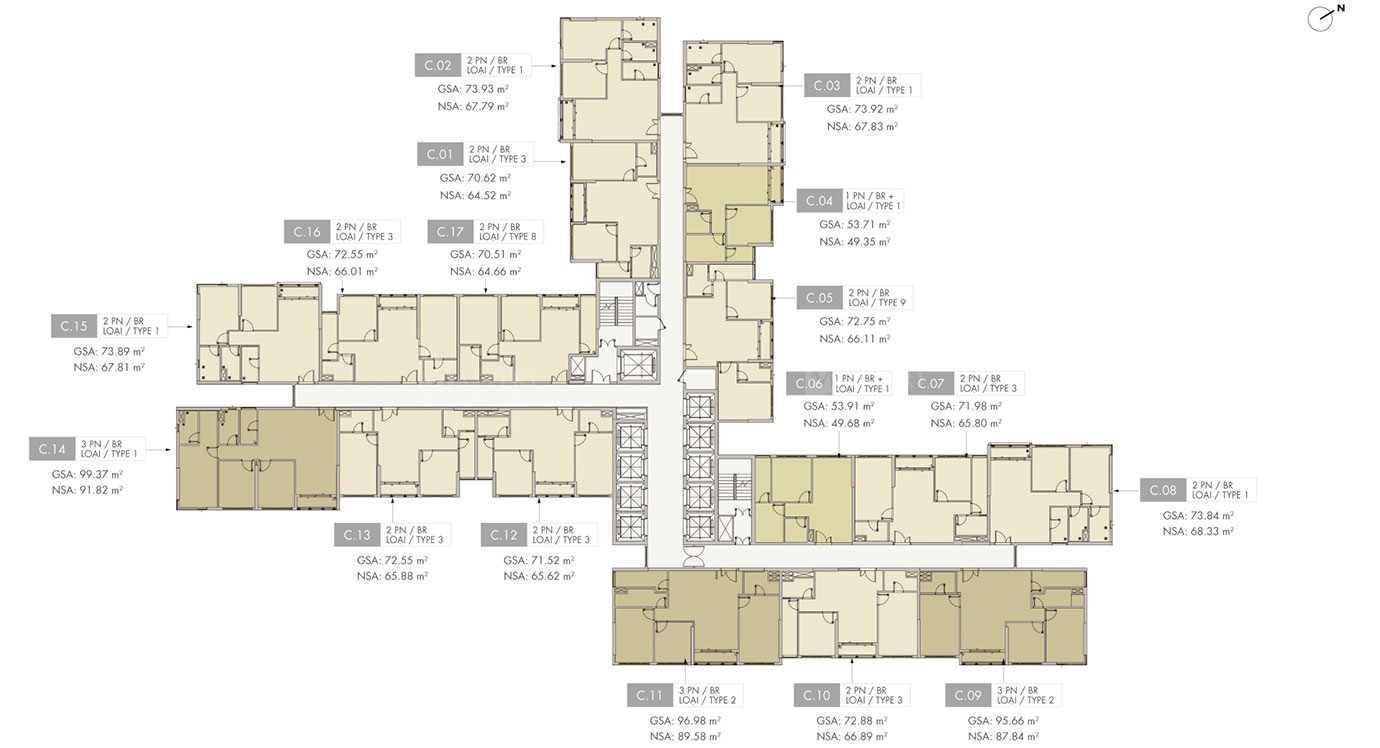 mặt bằng lầu 22-32 tòa C Masteri Centre Point