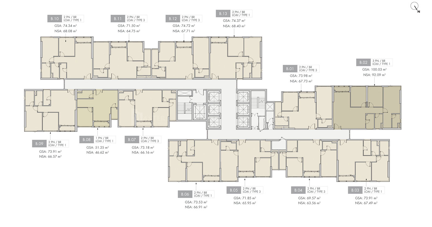 mặt bằng lầu 3-9 tòa B Masteri Centre Point